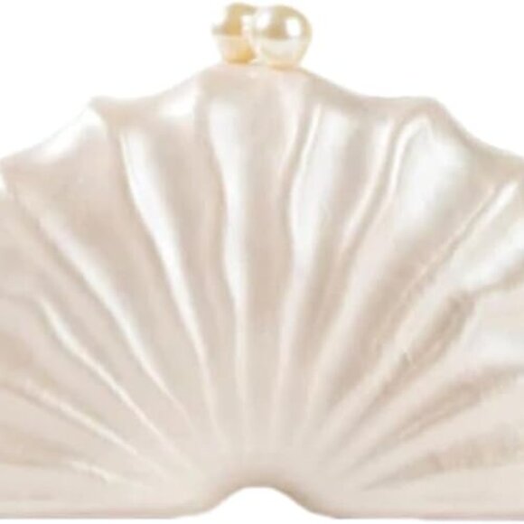 Neiman Marcus Marble Acrylic Shell White Evening Handbag
